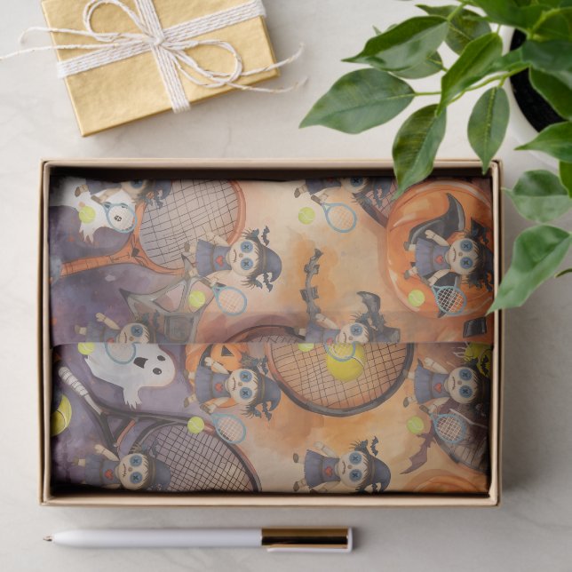 Papel De Seda Tênis Halloween com bola e raquete (Presente)