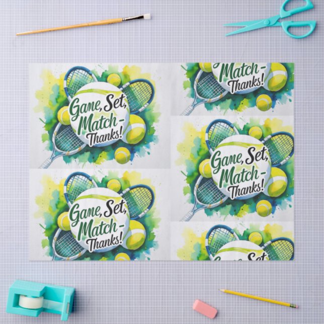 Papel De Seda Tênis Obrigado a festa com raquete e bola (Arte )