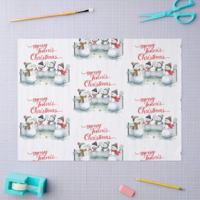 Papel De Seda Tennis Christmas  Festive Snowman  (Arte )
