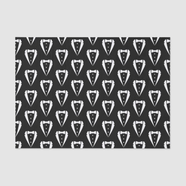 Papel De Seda Terno Tuxedo de Casamento Negro (Frente )