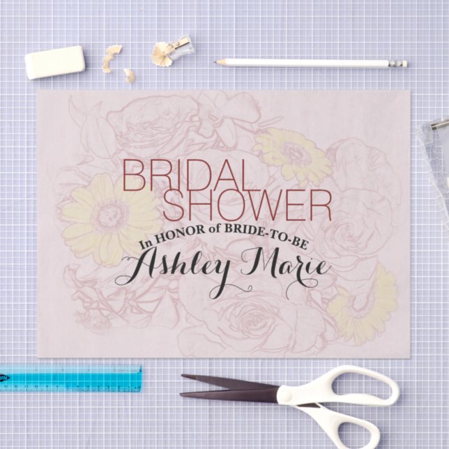 Papel De Seda Terra Cotta Outline Buquê Personalizado (Arte )