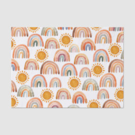 Papel De Seda Terra Moderna Boho Rainbow e Sun