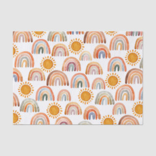 Papel De Seda Terra Moderna Boho Rainbow e Sun