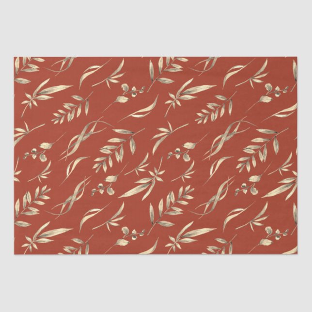 Papel De Seda Terracotta Autumn Greenery Tissue Paper (Frente )