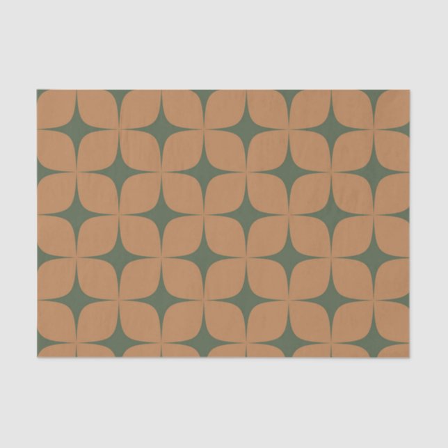 Papel De Seda Terracotta Deep Green Meio século Moderno Elegante (Frente )