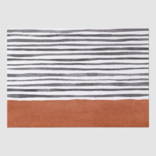 Papel De Seda Terracotta e Black White Stripes