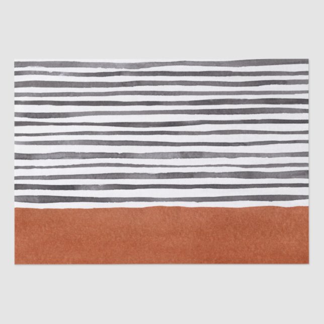 Papel De Seda Terracotta e Black White Stripes  (Frente )
