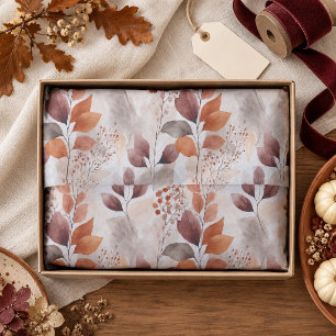 Papel De Seda Terracotta e folhas de outono em Borgonha Boho O