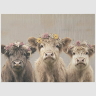 Papel De Seda Terras Terrenas Cultivadas Florais Vacas Terrenas