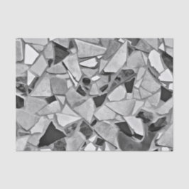 Papel De Seda Terrazzo Elegante Preto Branco Cinza Design de Pad