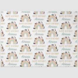 Papel De Seda Terrenas Cores Arco-Íris Selva Animais Aniversário