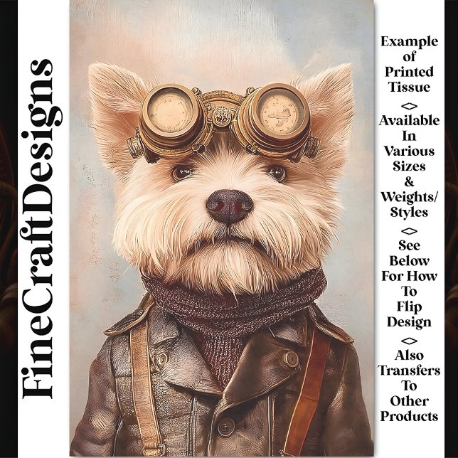Papel De Seda Terrier Aviador Steampunk Fofo AA1 Decoupage (Criador carregado)