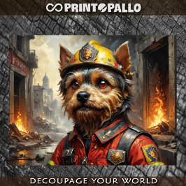 Papel De Seda Terrier de Yorkshire como Bombeiro
