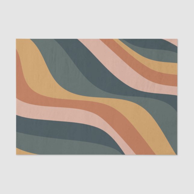 Papel De Seda Terthy Boho Abstrato Wavy Swirl Lines Terracotta  (Frente )