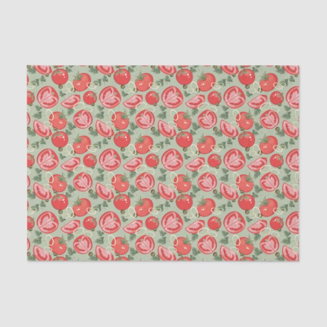 Papel De Seda Teste padrão abstrato com tomate (Frente )