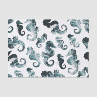 Papel De Seda Teste padrão abstrato dos cavalos marinhos do aqua