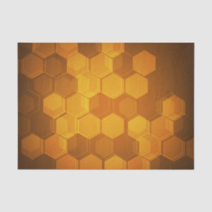 Papel De Seda Teste padrão alaranjado do hexágono do favo de m
