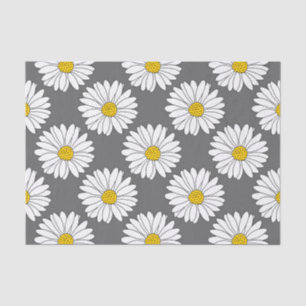 Papel De Seda Teste padrão amarelo cinzento da margarida branca