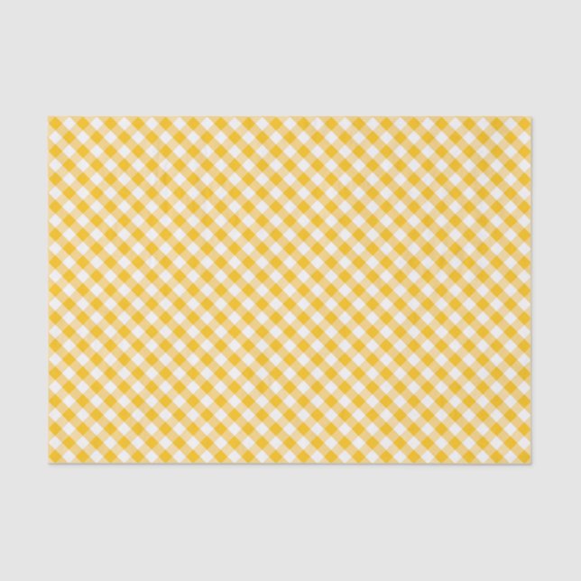 Papel De Seda Teste padrão amarelo da verificação do guingão (Frente )