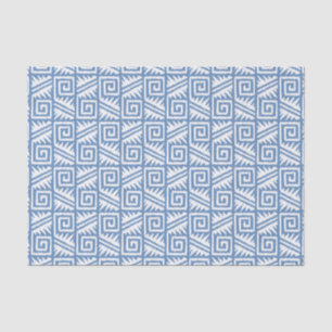 Papel De Seda Teste padrão asteca de Ikat - azul-céu e branco