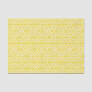 Papel De Seda Teste padrão asteca geométrico amarelo e branco