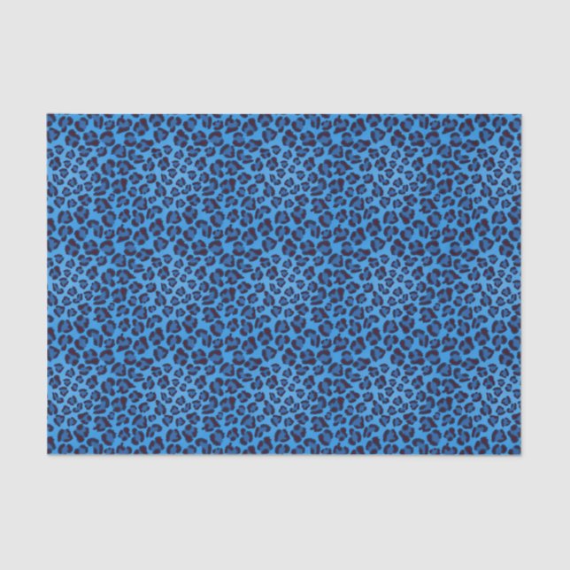 Papel De Seda teste padrão azul da textura do leopardo (Frente )