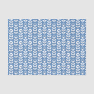 Papel De Seda Teste padrão azul escandinavo retro