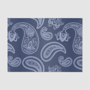 Papel De Seda Teste padrão azul escuro elegante de paisley