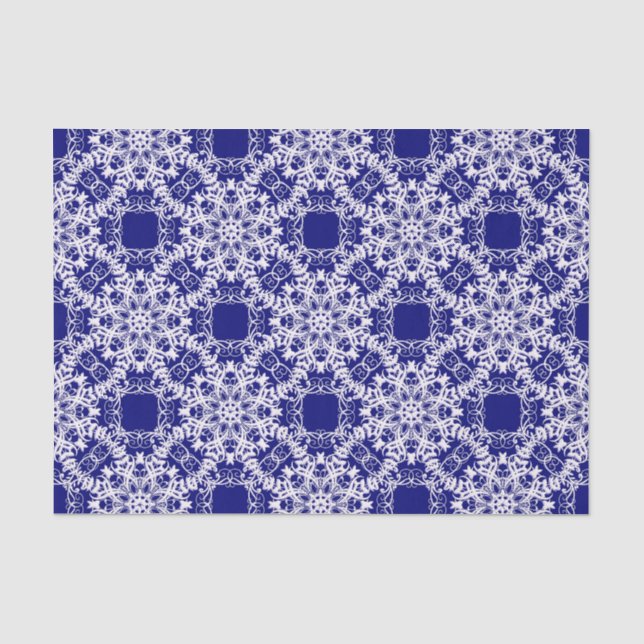 Papel De Seda teste padrão azul floral do estilo barroco (Frente )