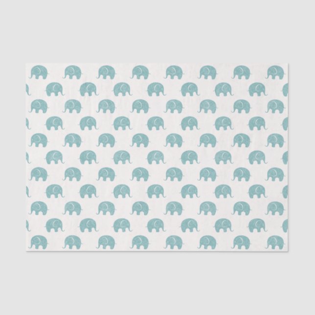 Papel De Seda Teste padrão bonito do elefante da cerceta (Frente )