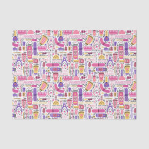 Papel De Seda Teste padrão bonito do Manicure do Doodle