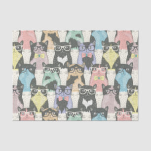 Papel De Seda Teste padrão bonito dos gatos do hipster