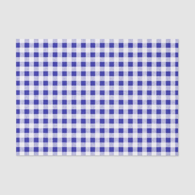 Papel De Seda Teste padrão branco do guingão dos azuis marinhos (Frente )