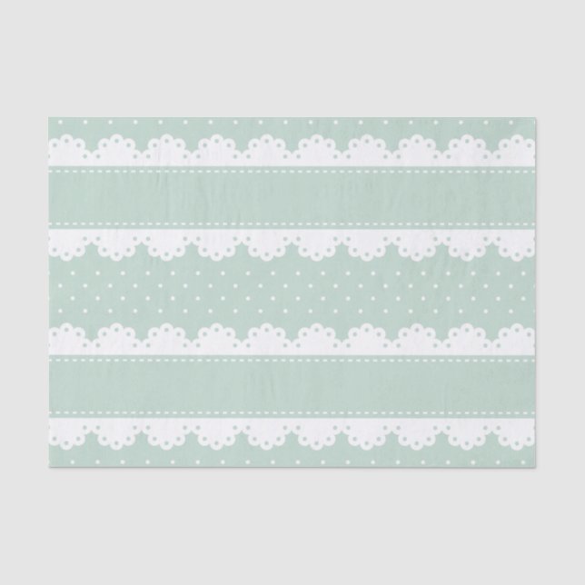 Papel De Seda Teste padrão branco do laço das bolinhas do verde (Frente )