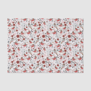 Papel De Seda Teste padrão cinzento vermelho dos Chickadees com