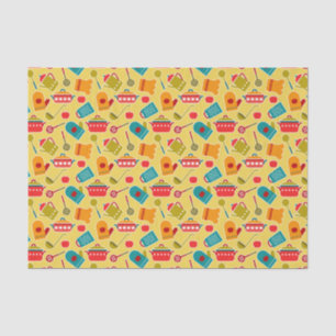 Papel De Seda Teste padrão colorido de utensílios da cozinha