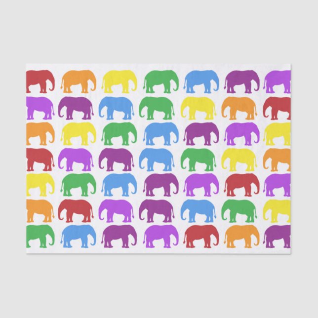 Papel De Seda Teste padrão colorido do elefante (Frente )