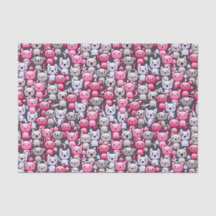 Papel De Seda teste padrão com os gatos bonitos 2 do doodle do