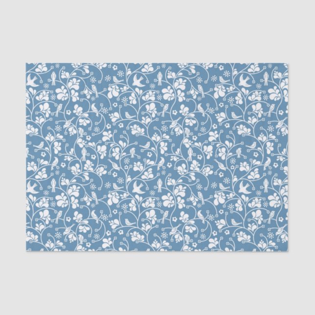 Papel De Seda teste padrão com pássaros e ornamento das plantas (Frente )