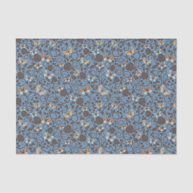 Papel De Seda teste padrão com rosas e borboleta (Frente )