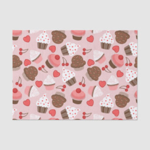 Papel De Seda Teste padrão cor-de-rosa bonito dos cupcakes, dos