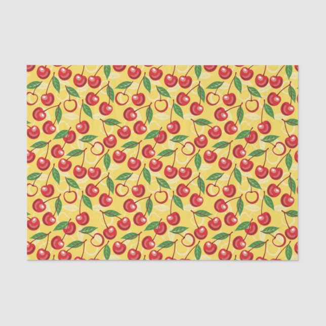 Papel De Seda Teste padrão da cereja (Frente )