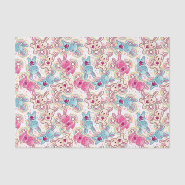 Papel De Seda Teste padrão da criança de Kawaii com Doodles (Frente )