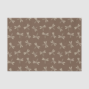 Papel De Seda Teste padrão da libélula, creme e Taupe japonese