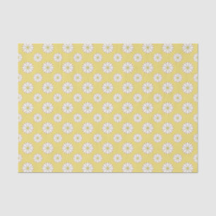 Papel De Seda Teste padrão da margarida branca no amarelo