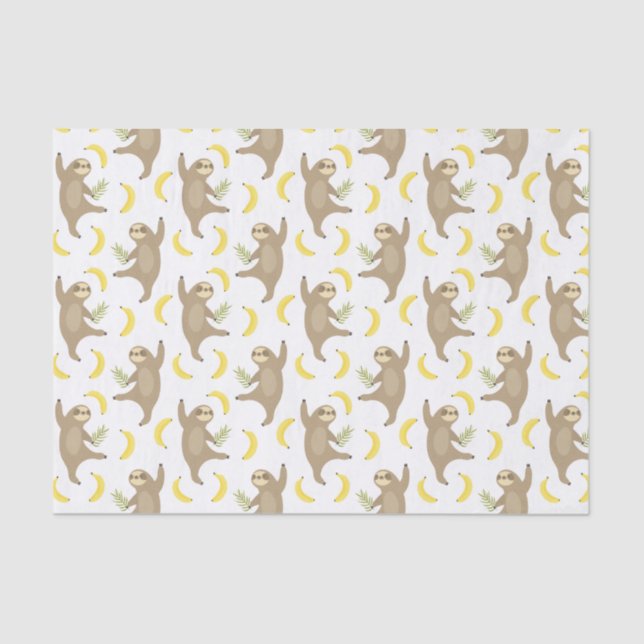 Papel De Seda Teste padrão das preguiças & das bananas (Frente )