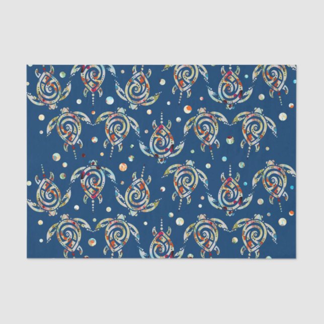 Papel De Seda Teste padrão das tartarugas de mar de Shamanic + (Frente )