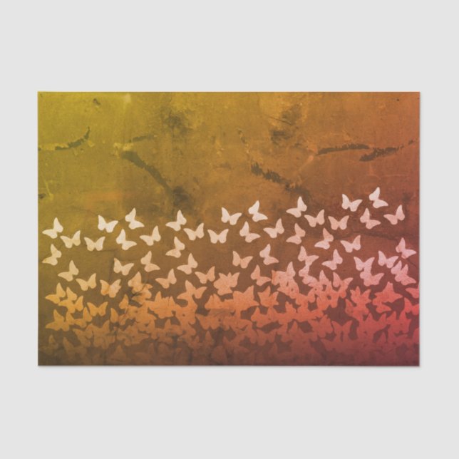 Papel De Seda Teste padrão de borboletas amarelo, marrom, (Frente )