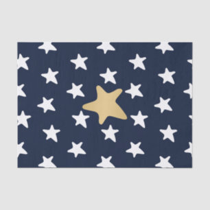 Papel De Seda Teste padrão de estrelas branco & Dourado