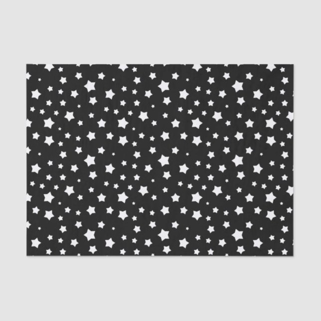 Papel De Seda Teste padrão de estrelas preto e branco (Frente )